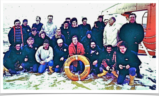 Oceanographic research team  onboard FS METEOR.
