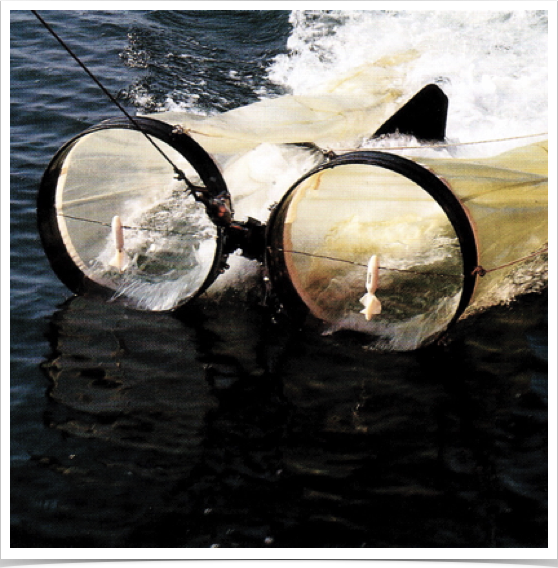 BONGO plankton net equipped with  flowmeter for quantitative ichthyoplankton sampling.