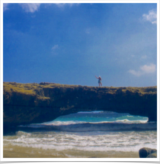 Dr. Alshuth at Aruba's  Natural Bridge - an arch formed naturally out of coral limestone.