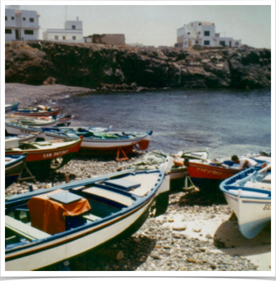 Fishing boats in Ajuy - coastal artisanal fishing for small pelagic species, demersal fish,and tuna.
