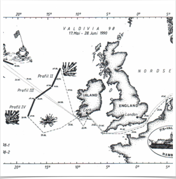 FS VALDIVIA expedition chart Drawing by S. Alshuth.
