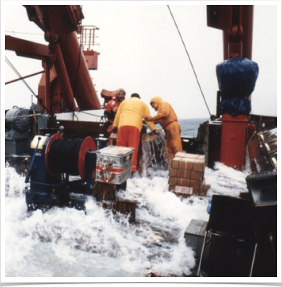 Hauling winds and increasing wave heights - performing seismic explosions.