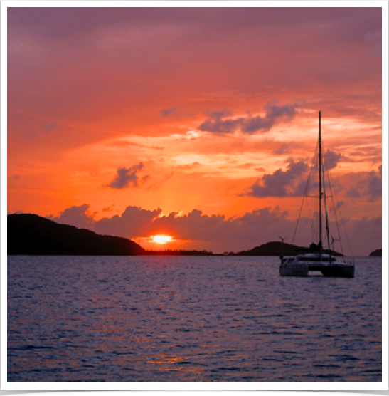 Magnificent sunset in the Tobago Cays. 