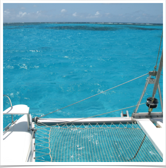 Approaching the clear waters of World's End Reef in Tobago Cays. Approaching the clear waters of World's End Reef in Tobago Cays.