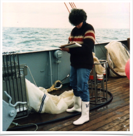 Dr. Alshuth recording physical oceanographic data