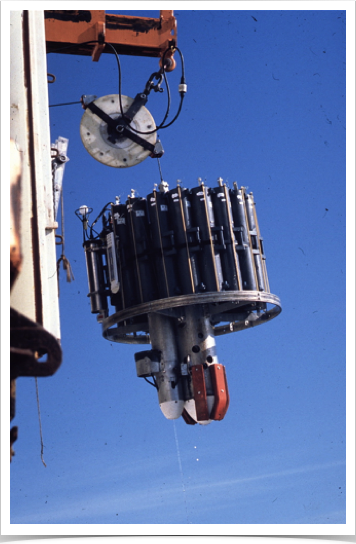 Deployment of Rosette Water Sampler with  conductivity/temperature/depth instrument