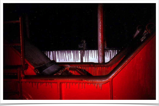 Ice coverage on deck.