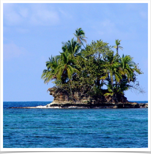 Limestones islets with Coconut Palms - scattered among the Bocas Del Toro archipelago. Limestones islets with Coconut Palms - scattered among the Bocas Del Toro archipelago.