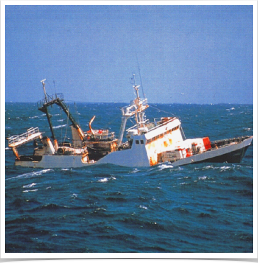 Fish Trawler on counter-course
in rough Atlantic waters.
Fish Trawler on counter-course
in rough Atlantic waters.