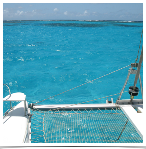 Approaching the clear waters of World's End Reef in Tobago Cays. Approaching the clear waters of World's End Reef in Tobago Cays.