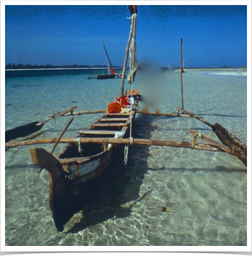 Dugout canoes with outriggers - used to explore Kenya's coral reefs. Dugout canoes with outriggers - used to explore Kenya's coral reefs.